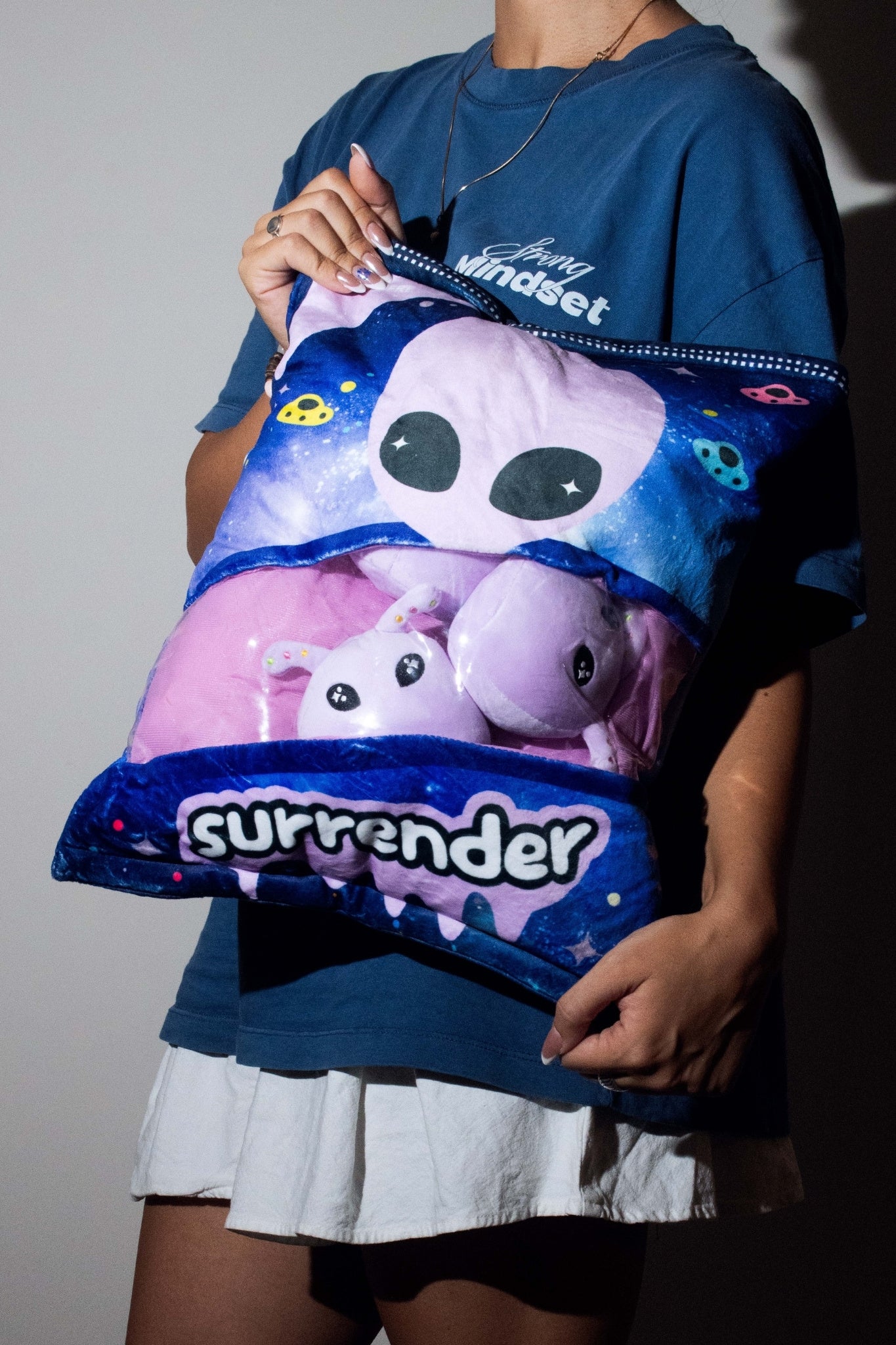 Cosmo - Adorable Green Alien Plush Pillow (Purple)