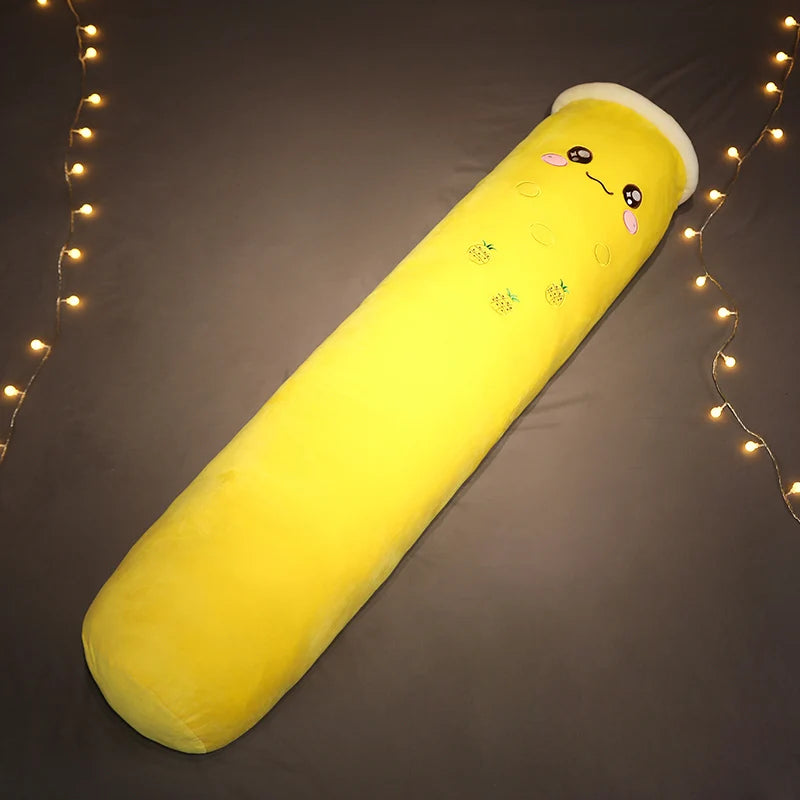 Bubble Milk Tea Plush Pillow: brown, yellow long cylindrical plush pillow, cartoon style