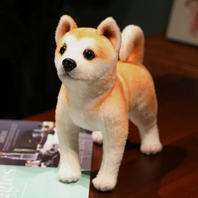 Cute, Lifelike Stuffed Puppy Plush: cream, white dog, realistic style
