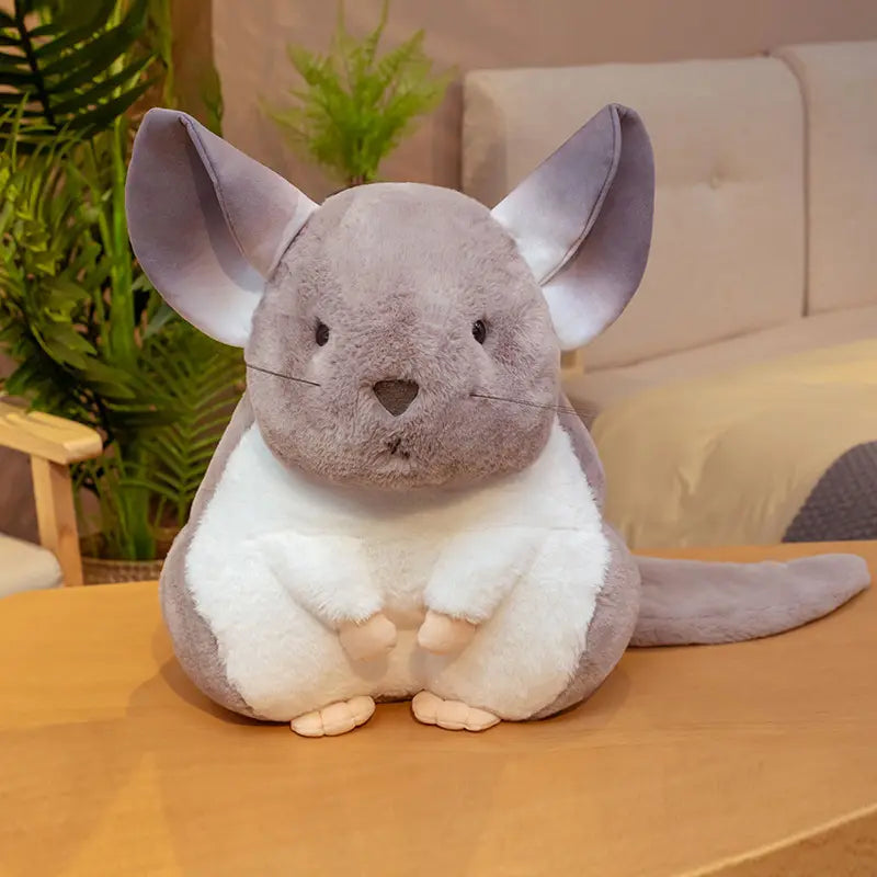Adorable izable Plush Hamster Toy: white, gray rabbit, kawaii cartoon style