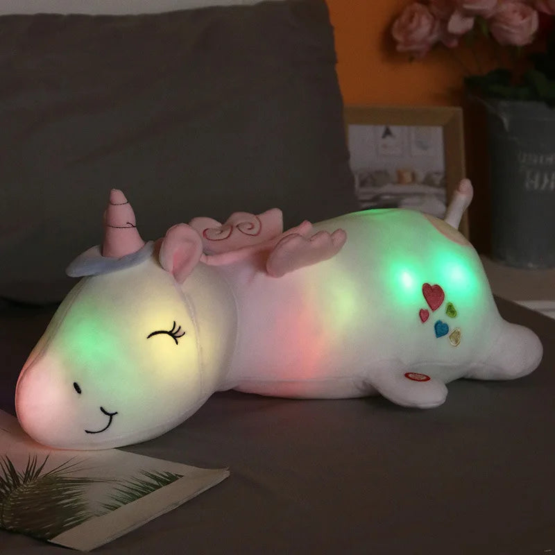 Cute Glowing LED Light Unicorn: white, pink unicorn, kawaii style