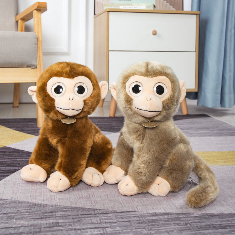 Cozy and Cute Monkey Plush: brown, tan monkeys, cartoon kawaii style