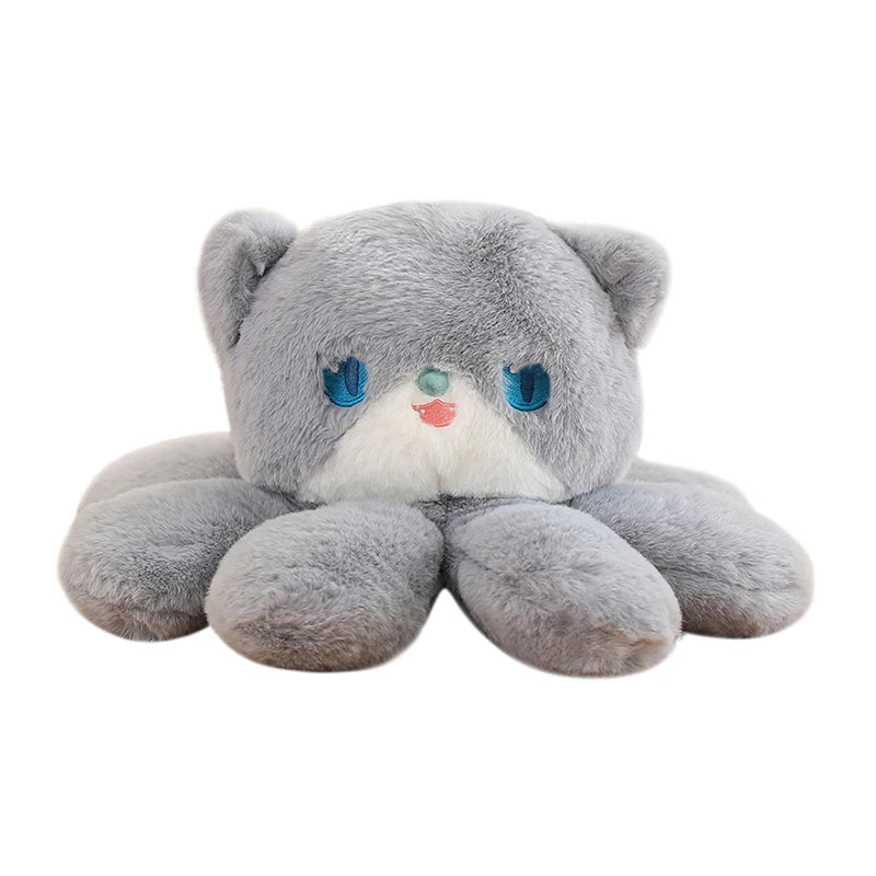 35cm Jellyfish Cat Plush: pale cream, turquoise cat, kawaii cartoon style