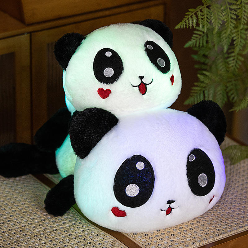 Glowing Kawaii Panda Plush Toy: black, white panda, kawaii cartoon style