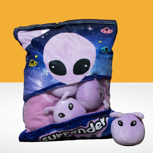 Cosmo - Adorable Green Alien Plush Pillow (Purple)