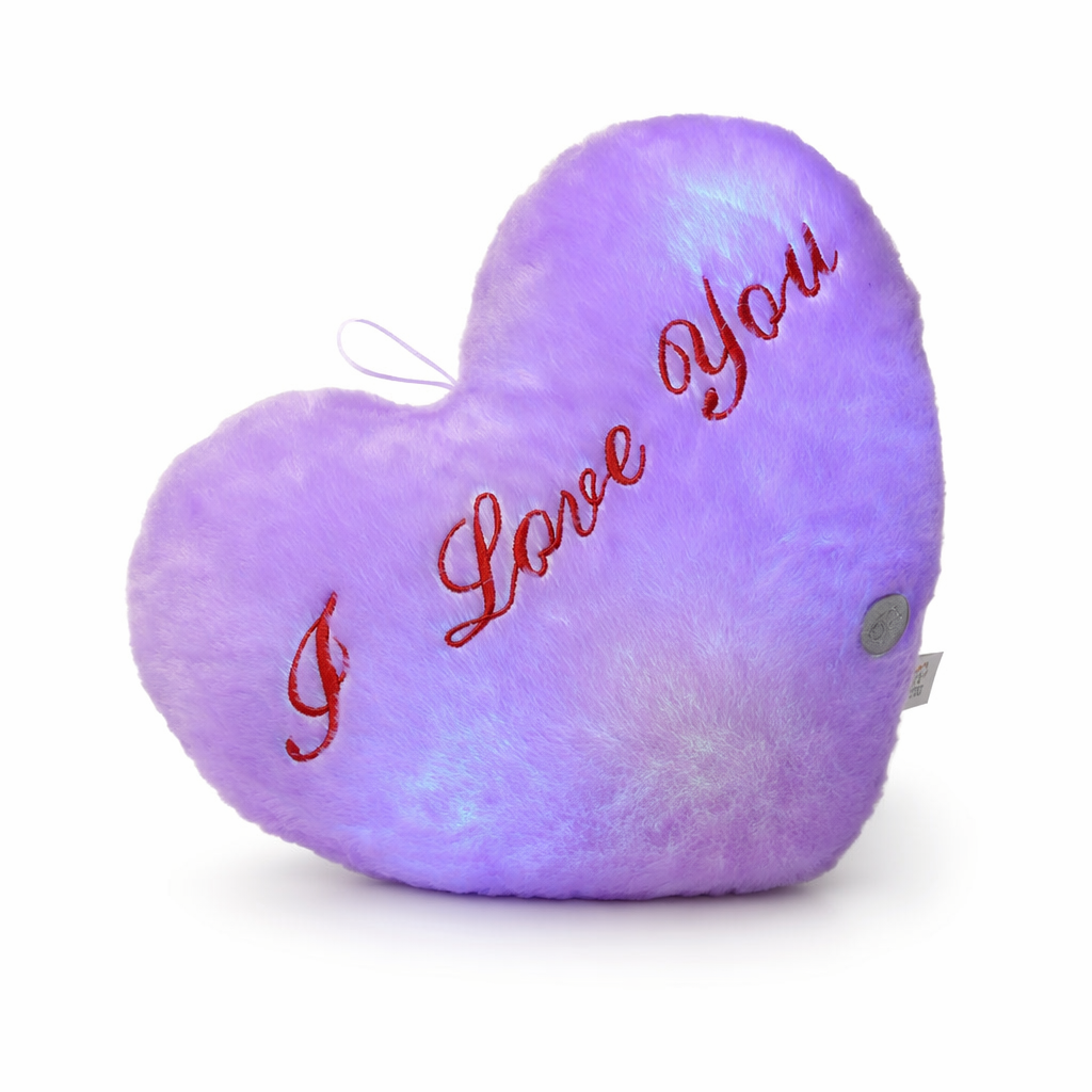 Glowing Heart-Shape Luminous Pillow: Valentine's Gift Purple