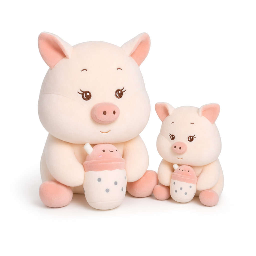 Boba Pig Plushie: Cute, Soft, Cartoon 30cm Pink