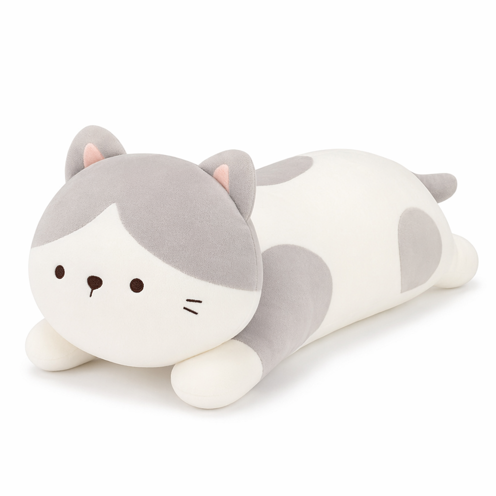 Soft Plush Cat Cushion Toy White