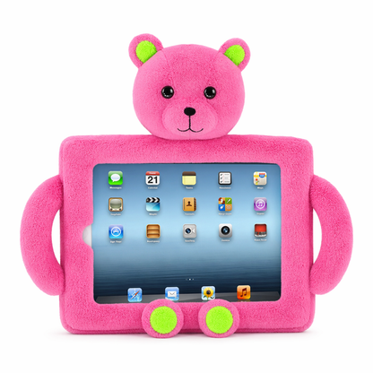 Teddy Bear Tablet Case: Kid-friendly Plush Holder Pink