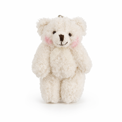 Affordable  Plush Teddy Keychain White with Ribbon