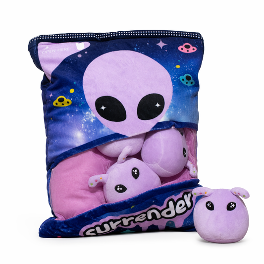 Cosmo - Adorable Green Alien Plush Pillow (Purple) Purple