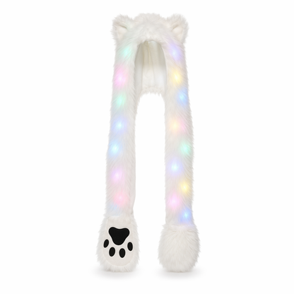 LED Faux Fur Animal Hat White
