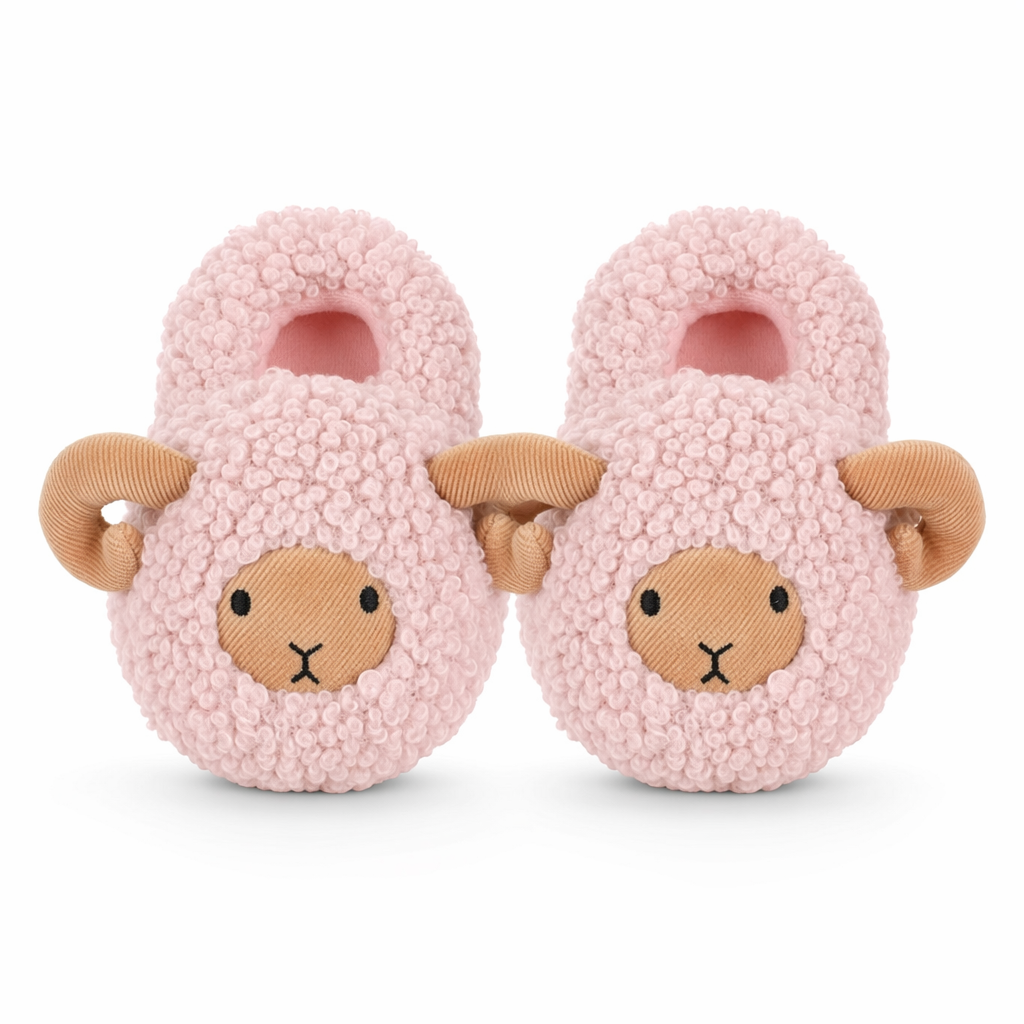 Cozy Winter Sheep Plush Slippers Pink