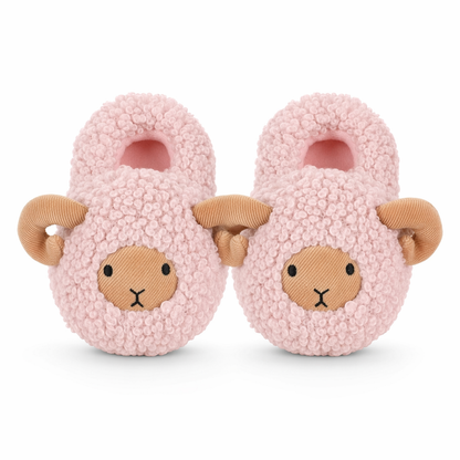 Cozy Winter Sheep Plush Slippers Pink