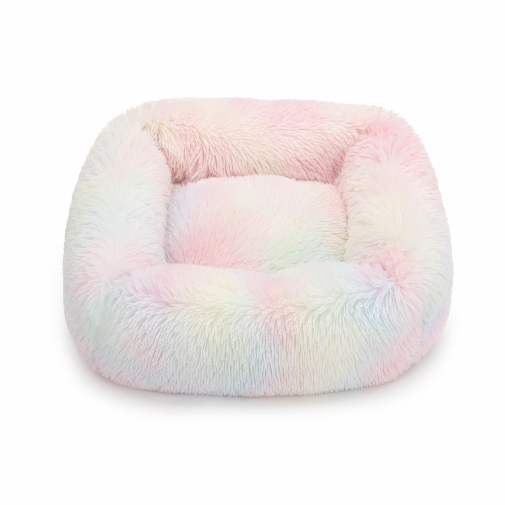 Cozy Square Plush Pet Bed White