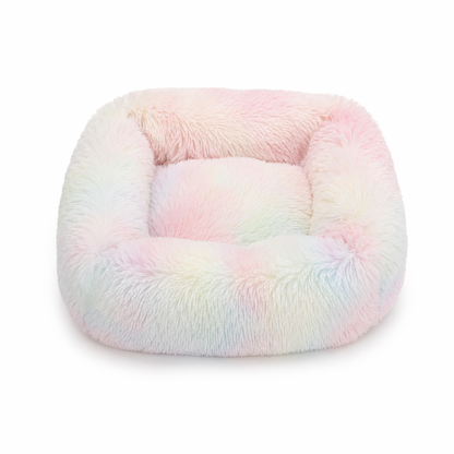Cozy Square Plush Pet Bed White