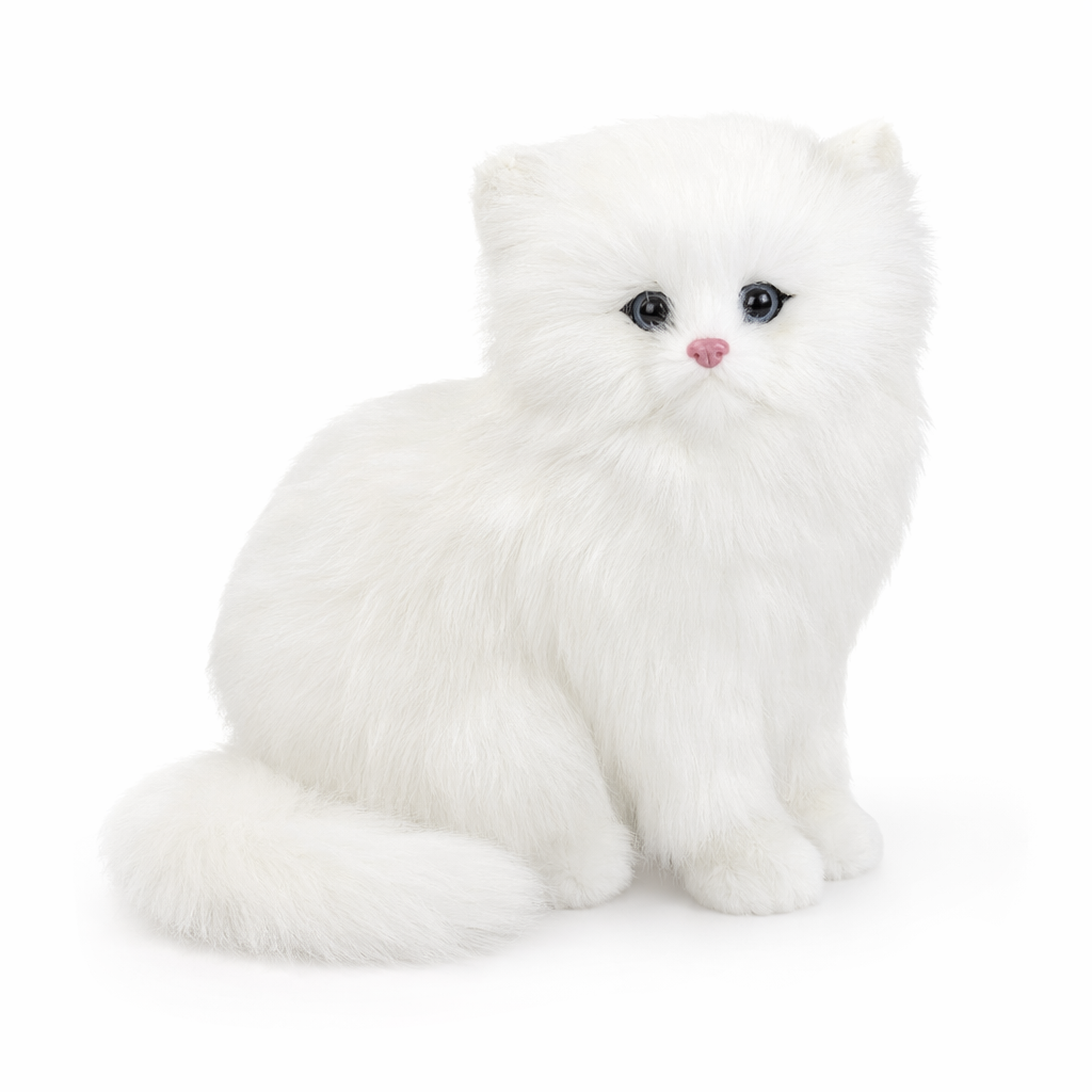Realistic Plush Persian Cat Model White
