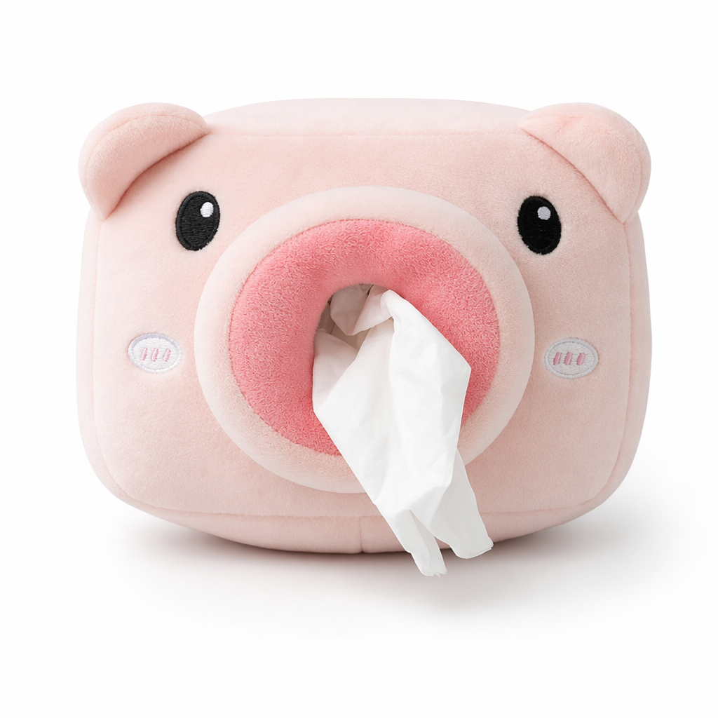 Plush Animal Napkin Holder: Versatile & Adorable Car Accessories Pink
