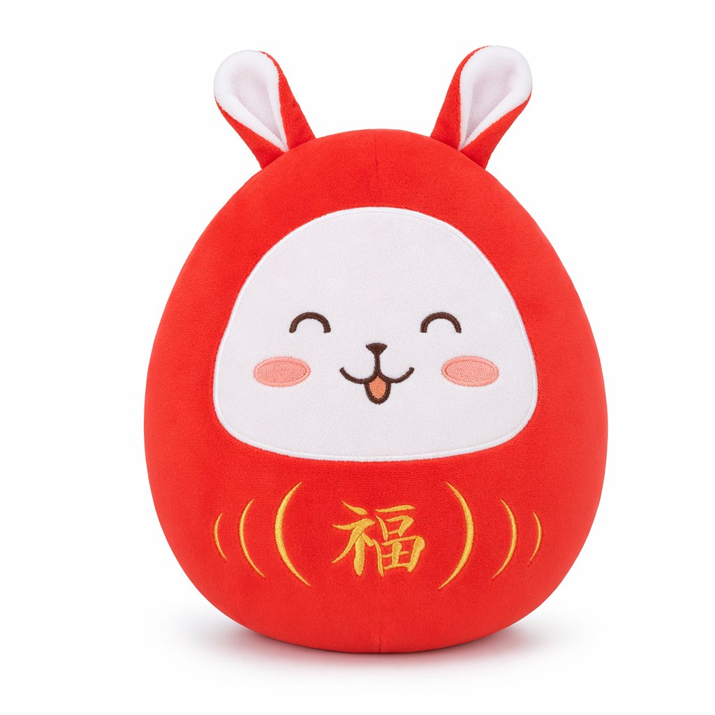 Cute Rabbit Plush Toy - Chinese New Year Edition Smile eyes
