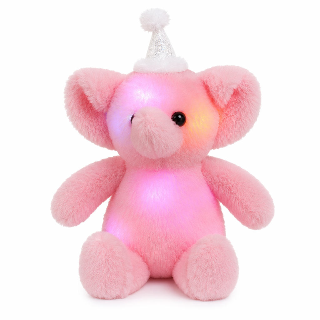 Luminous 30cm Elephant Plush Toy Pink