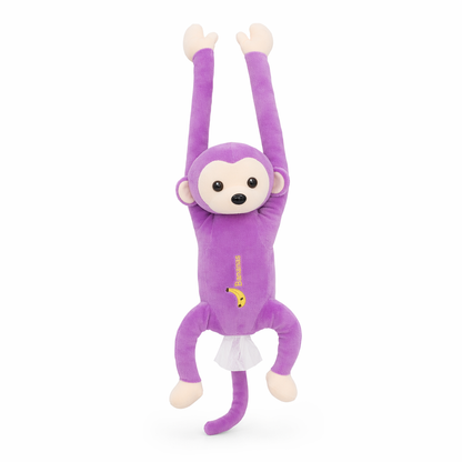 Cartoon Car Plush Monkey Tissue Box Purple