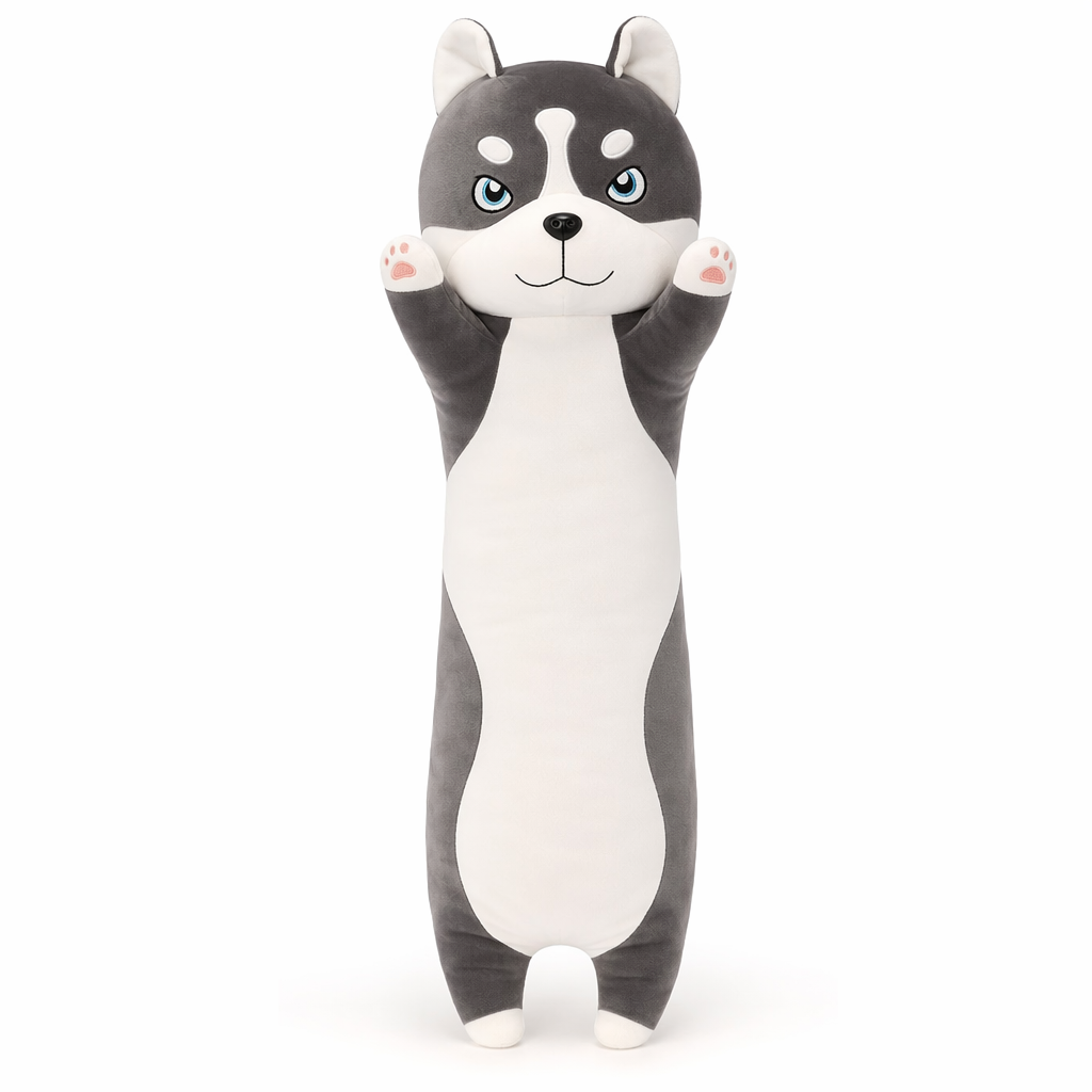 Soft Lifelike Husky Plush Toy Gray
