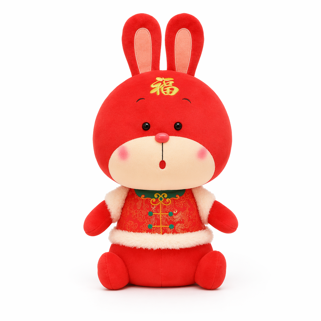 Cute Rabbit Plush Toy - Chinese New Year Edition Red