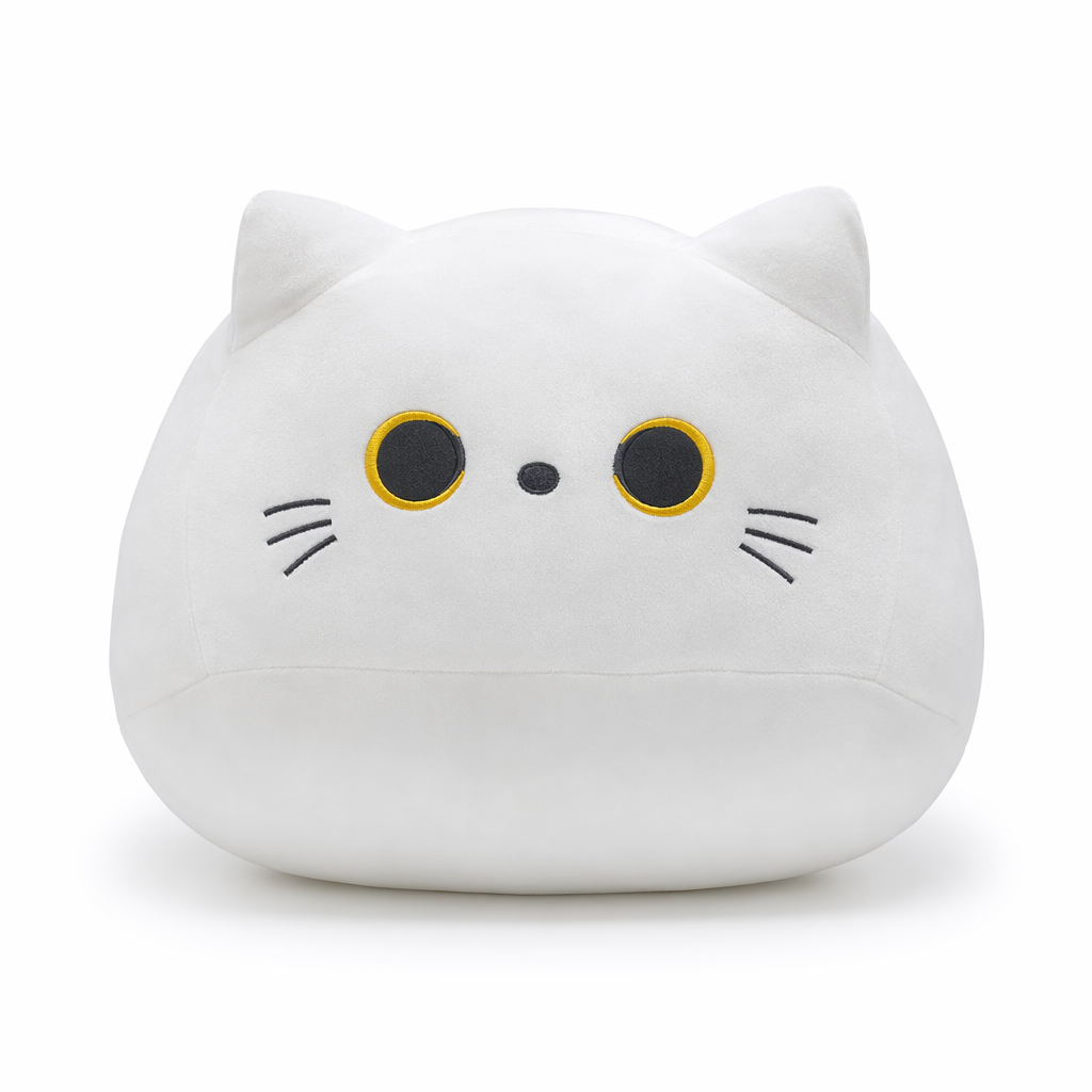 Adam - Soft Cat Plush Pillow Toy White