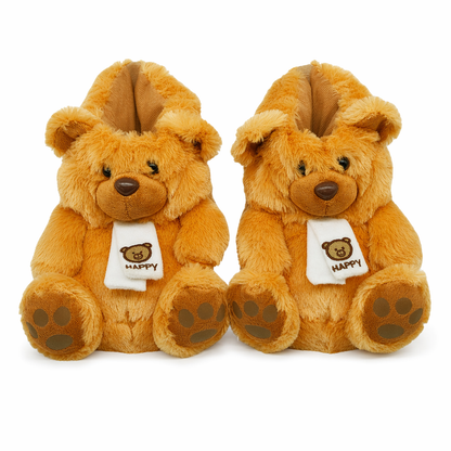 Cozy Winter Teddy Bear Slippers Orange