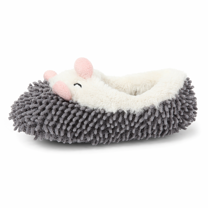 Huggable Hedgehog Plush Slippers: izable Gray