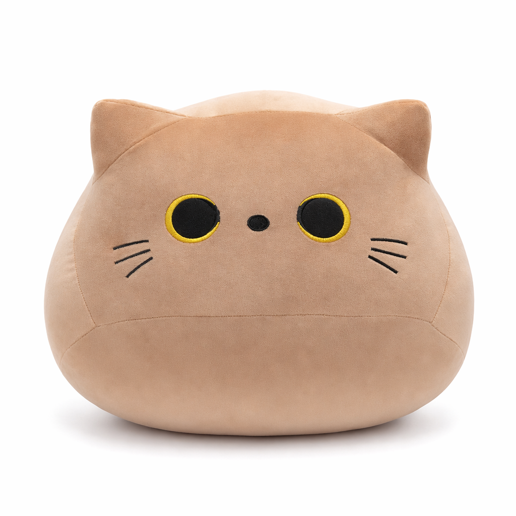 Adam - Soft Cat Plush Pillow Toy Brown