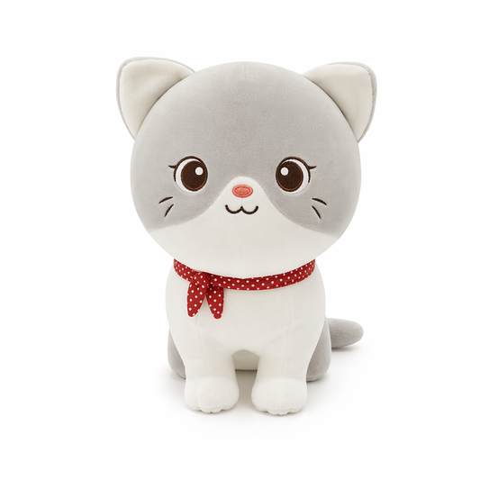 Affordable White Cat Plush Pillow Gray