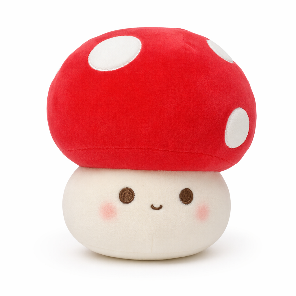 Adorable 3D Mushroom Plush Pillow Red