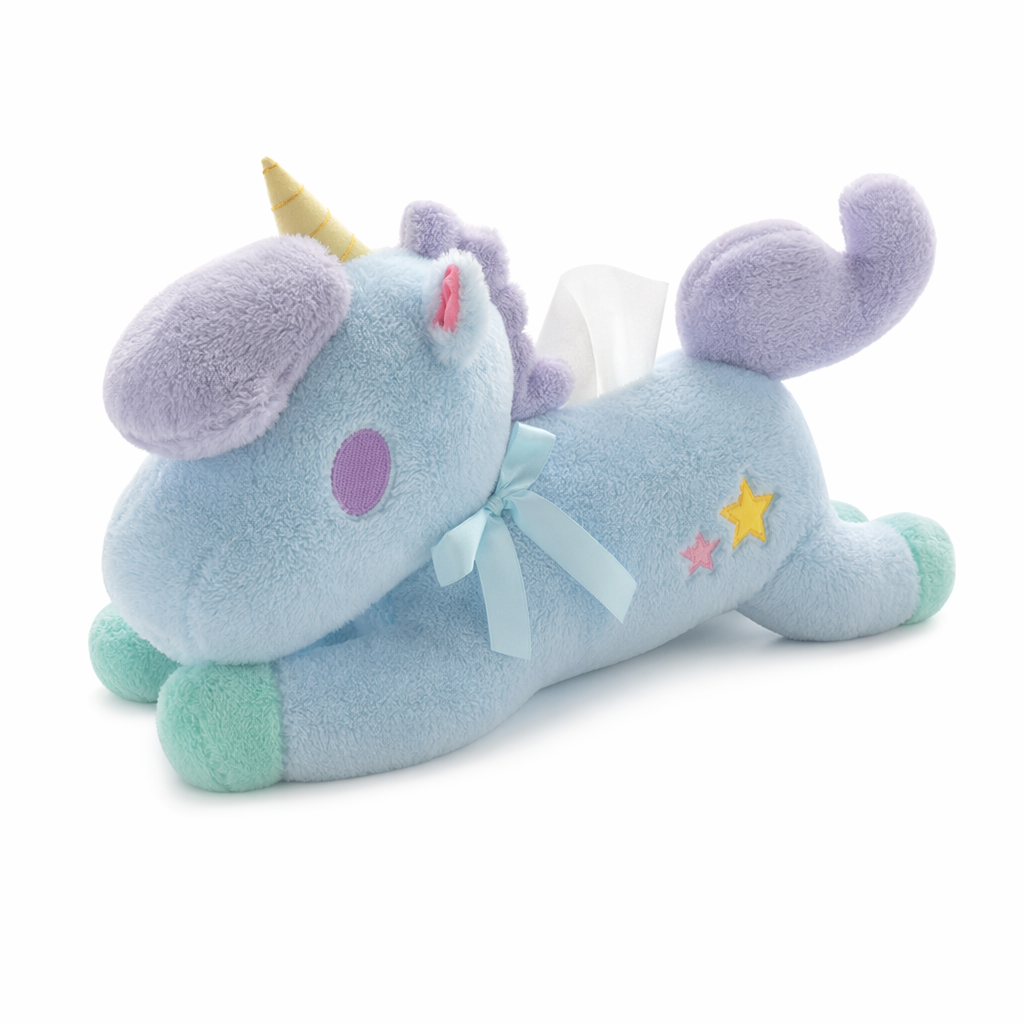Magical Plush Unicorn Tissue Holder Blue