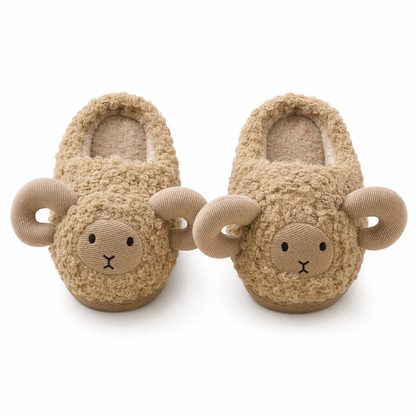 Cozy Winter Sheep Plush Slippers Beige