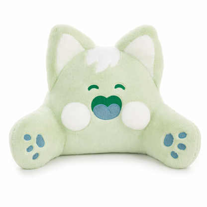 Cartoon Cat Plush: Adorable Decorative Home Pillow Green