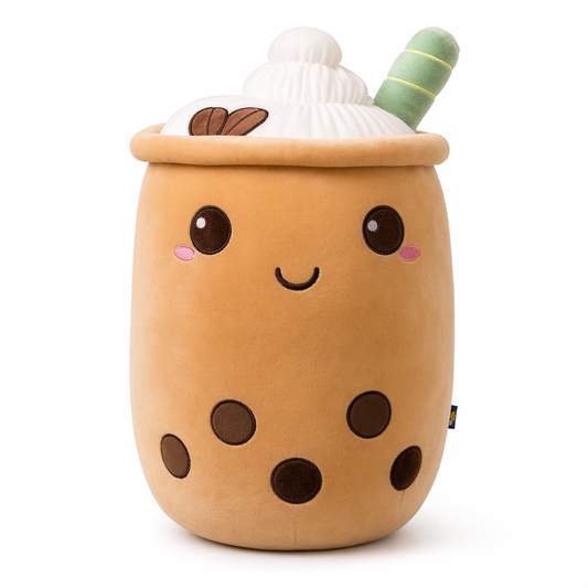 Plush Bubble Milk Tea Pillow Brown