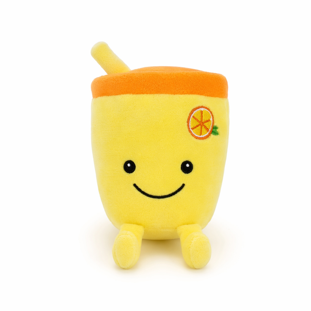 Cute Fruit Drink Plush Keychains Yellow