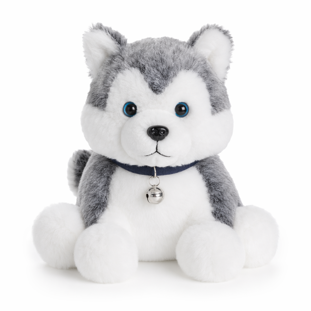 Vibrant LED Stuffed Dog Pillow Gray sitting
