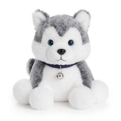 Vibrant LED Stuffed Dog Pillow Gray sitting