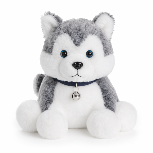 Vibrant LED Stuffed Dog Pillow Gray sitting
