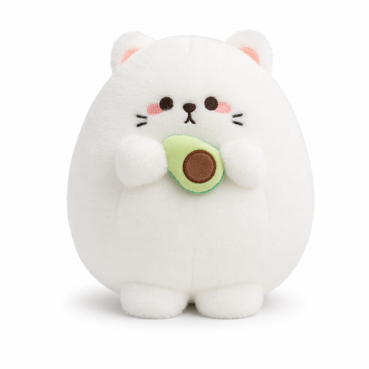 Loui - Kawaii Cat Plush Toy: Huggable Avocado White