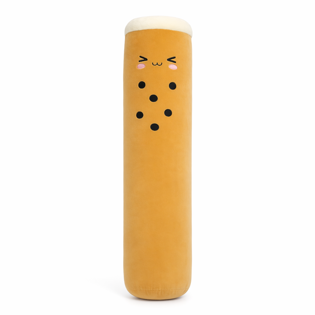 Bubble Milk Tea Plush Pillow Brown