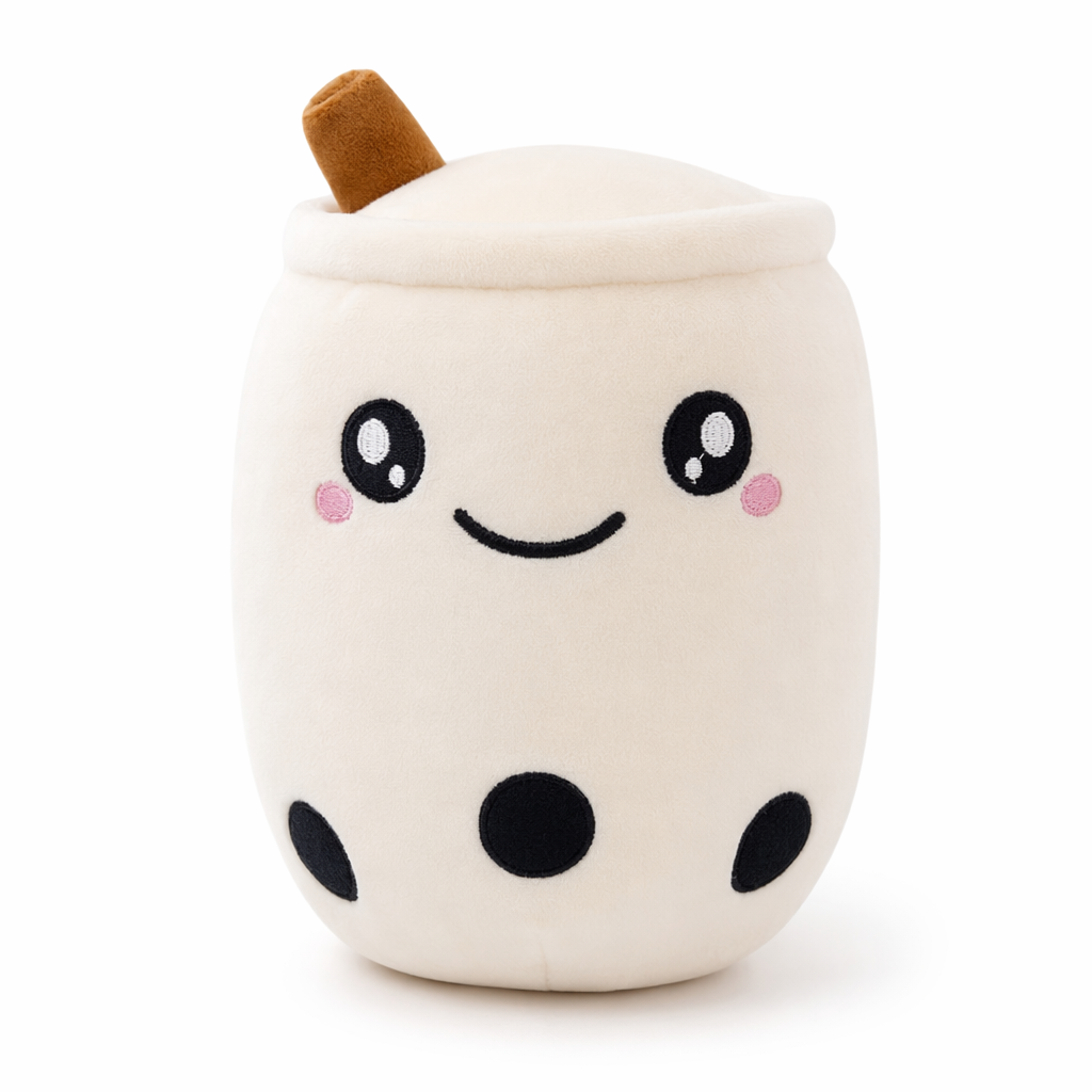 24cm Kawaii Milk Boba Tea Plush White