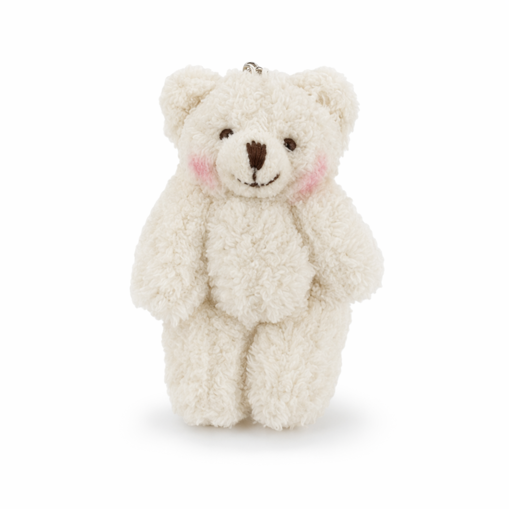 Affordable  Plush Teddy Keychain White