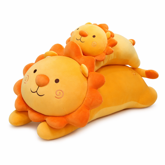Whimsical Cartoon Lion Plush Pillow Orange