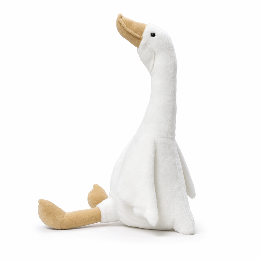 Izable White/Black Plush Swan Toy White
