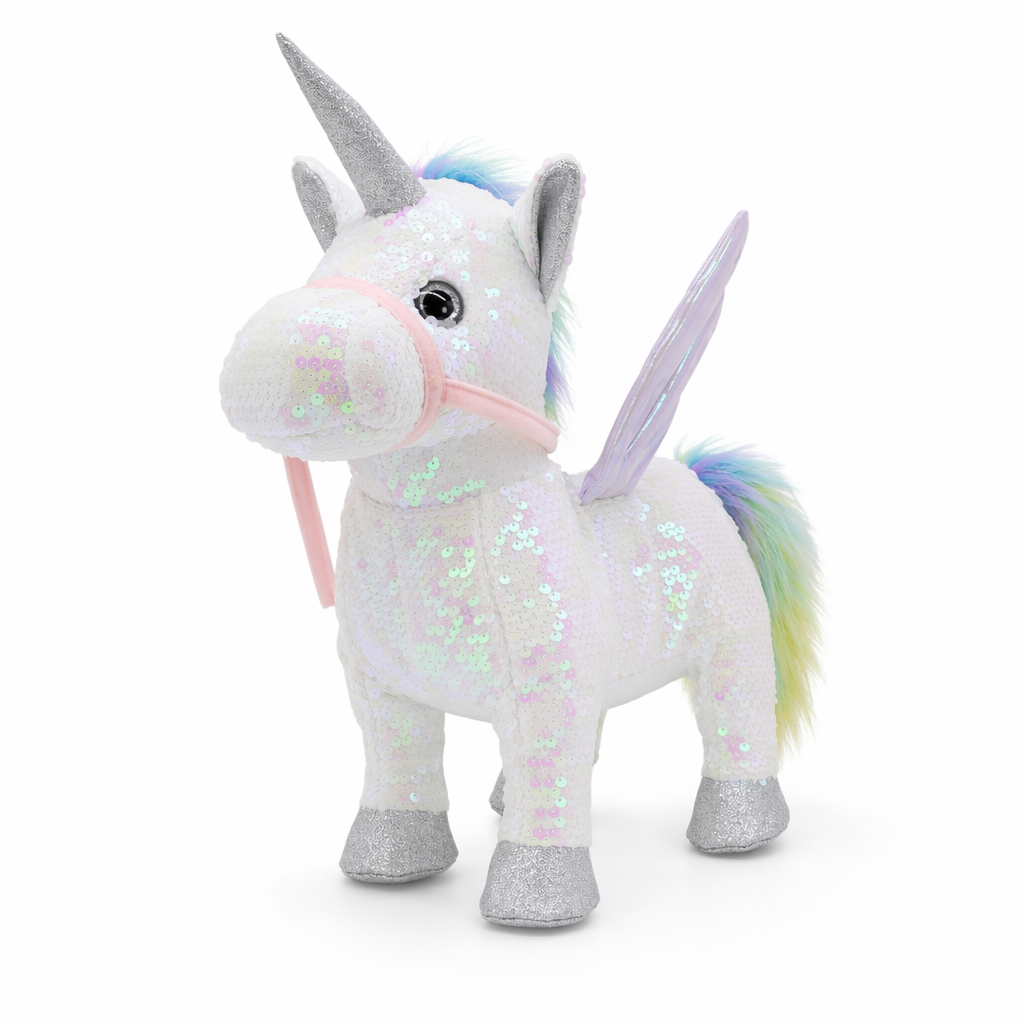 Sparkling 30CM Walking Unicorn Plush White