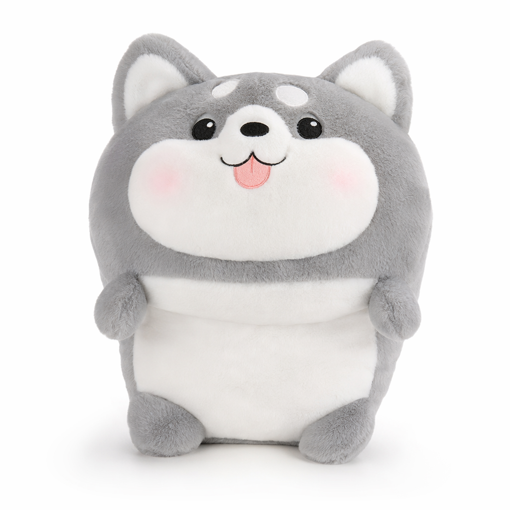 Husky Plush Throw Pillow Toy Gray