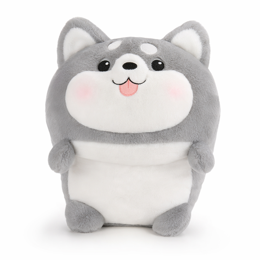 Husky Plush Throw Pillow Toy Gray